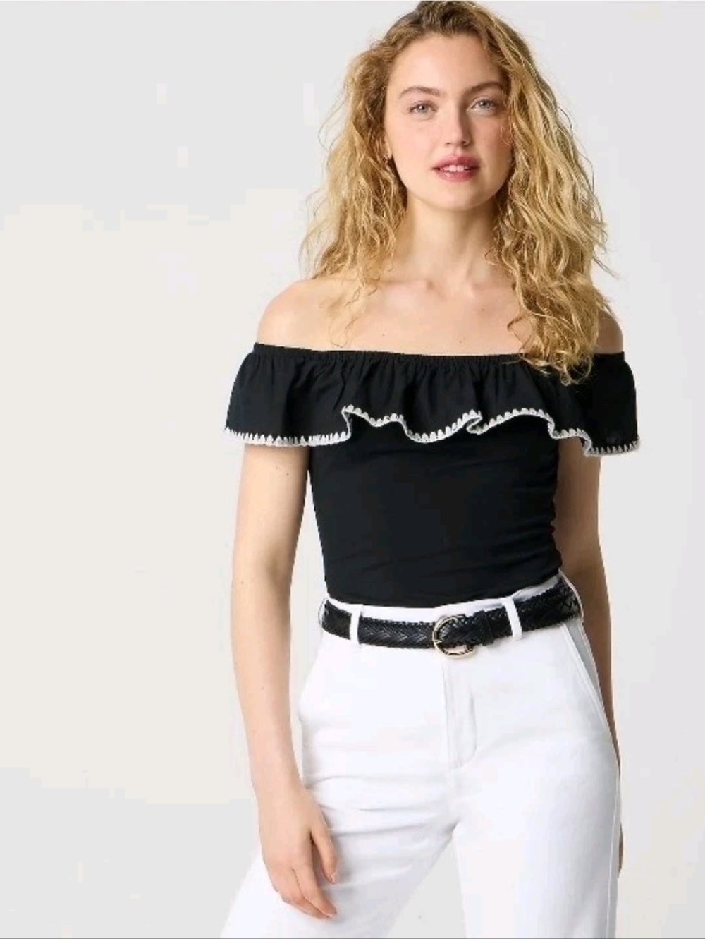 J. Crew Factory Off The Shoulder Top Black Small NWT CJ077